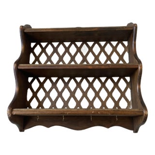 Vintage Wood Hanging Plates/Cups Display Folk Style/Cottage-Core For Sale