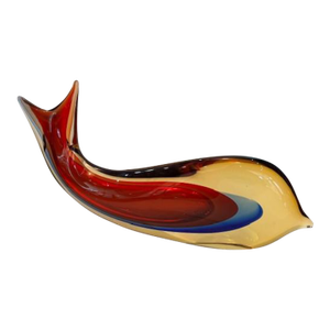 1990s Luciano Moretti Signed Murano Art Glass Fish Sculpture W/ Gold Aventurine – 18”