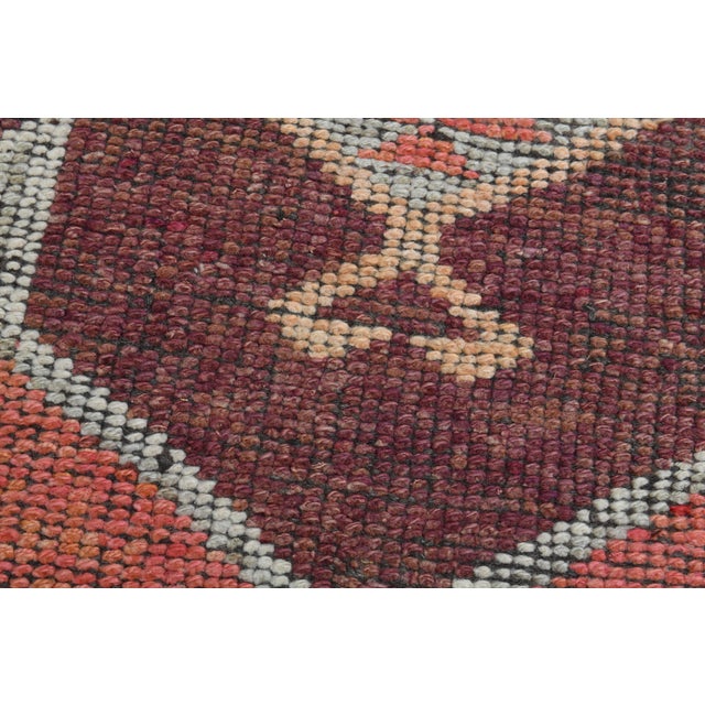 1970s Vintage Turkish Handmade Wool & Cotton Pink Runner Rug For Sale - Image 10 of 11