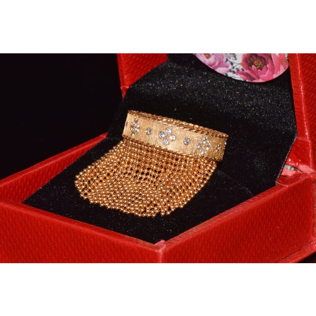 Late 20th Century Authentic Roberto Coin Princess Tassel Fringe Diamond Ring 18k Rose Gold, Size 7 For Sale - Image 13 of 13