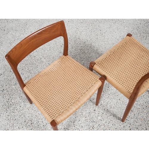Mid-Century Danish Model 77 Chairs in Teak and Paper Cord attributed to Niels Otto Møller, Set of 8 For Sale - Image 6 of 11