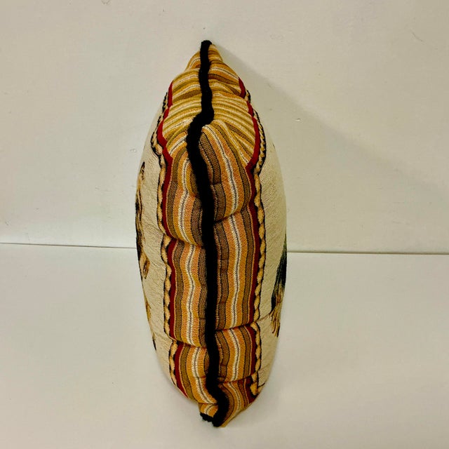 Mustard 1980s Vintage Traditional Yorkshire Terrier Tapestry Decorative Pillow. For Sale - Image 8 of 8