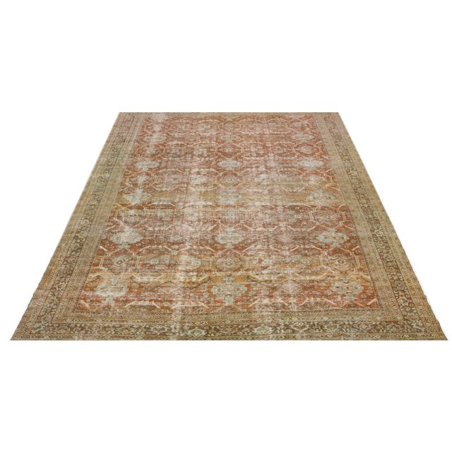 Traditional 1900 - 1909 Antique Persian Mahal Rust Oversize Wool Rug With Allover Design For Sale - Image 3 of 7