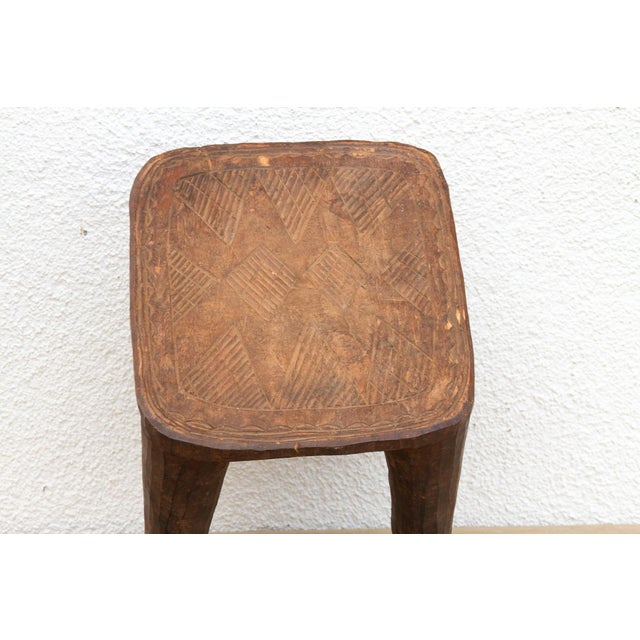 African Carved Stool, Sunstone Seat For Sale - Image 9 of 10