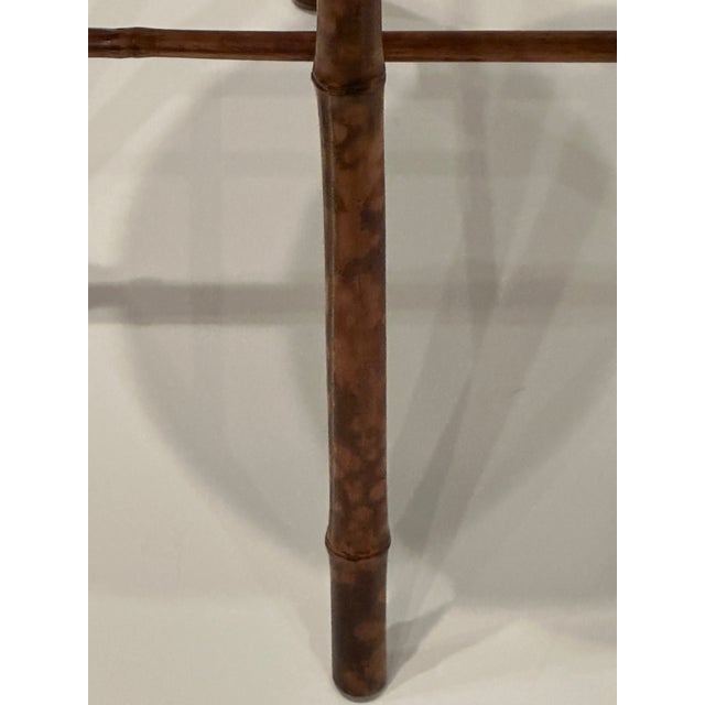 American Antique American Bamboo Stool With Original Needlepoint Seat For Sale - Image 3 of 6