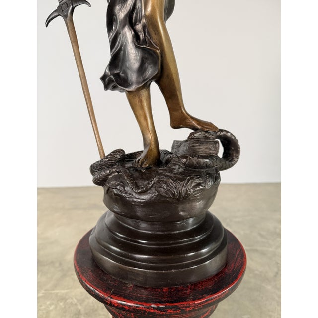 Late 20th Century Bronze Lady Justice Sculpture – Blindfolded Justitia With Scales & Sword, 29” Tall For Sale - Image 5 of 13