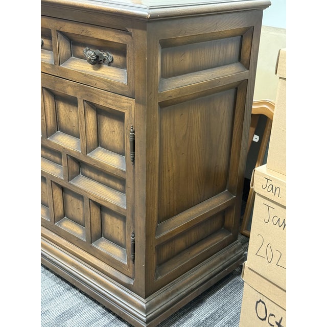 1970s Vintage 1970s Century Furniture Solid Oak Cortez Dining Room Buffet, Spanish Revival #311-403 For Sale - Image 5 of 8
