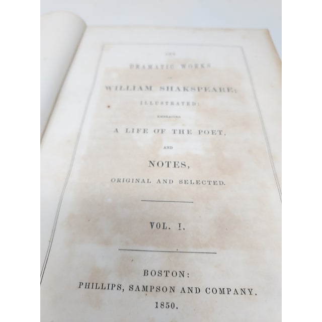 Animal Skin Shakespeare Complete Works Eight Volumes Published Boston Phillips Sampson & Co. 1850 For Sale - Image 7 of 12
