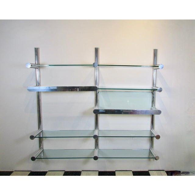 Silver Mid 20th Century Janet Schweitzer for Pace Polished Aluminum Obra Wall Mount Shelving System For Sale - Image 8 of 12
