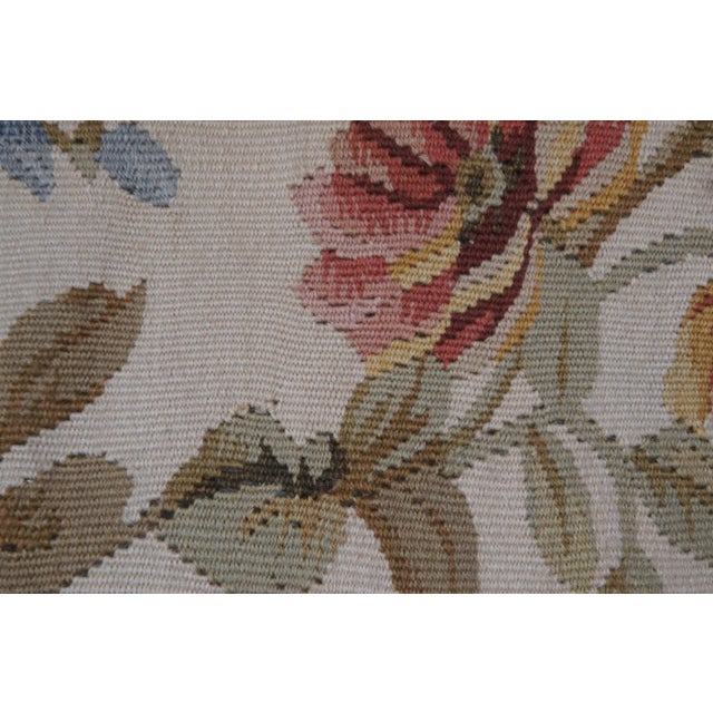 Mid 20th Century Seagull Chinese Carpets Wool Floral Embroidered Tassel Lumbar Throw Pillow For Sale - Image 6 of 12