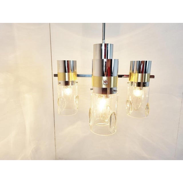 Vintage Italian Glass and Chrome Chandelier, 1970s For Sale - Image 6 of 13