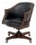 Modern Leather Upholstered Mahogany Swivel Chair For Sale