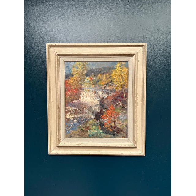 Hundt, Waterfall, 1950s, Oil Painting on Panel, Framed For Sale - Image 7 of 16