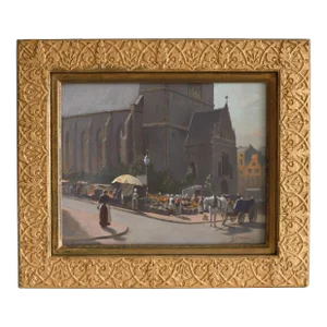 19th Century Original Oil Painting, a Paris Street Scene by Henri Gaston Darien in GIlt Wood Frame