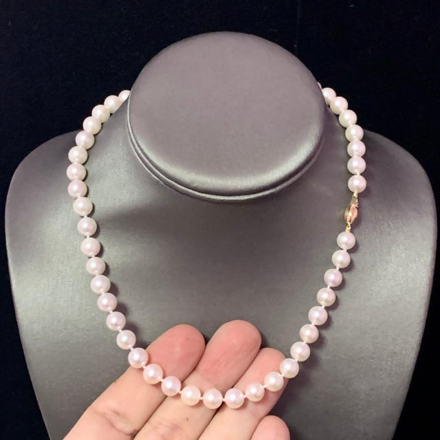 2010s Akoya Pearl Necklace 14k Yellow Gold Certified For Sale - Image 5 of 8