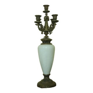 Bronze & Porcelain Decorator Candelabra Centerpiece For Sale