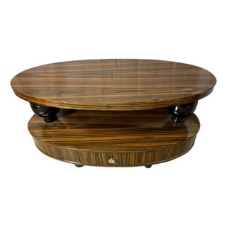 Two-Tiered Art Deco Style Coffee Table - Makassar Ebony Style Veneer For Sale