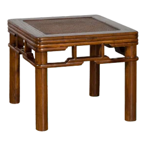 19th Century Chinese Qing Dynasty Wooden Pillar Strut Motif Side Table