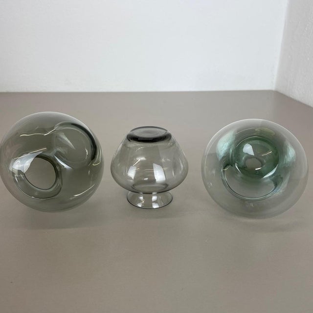Blue & Green Tone Heart Vases by Wilhelm Wagenfeld for WMF, 1960s, Set of 3 For Sale - Image 16 of 18