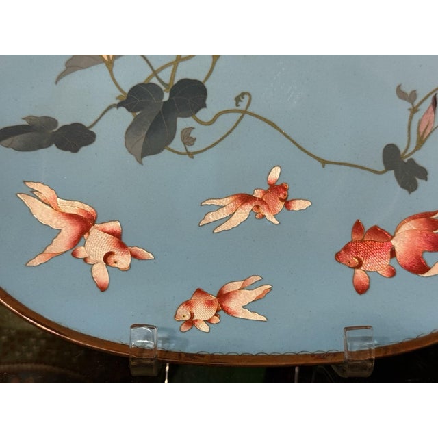Signed Gonda Japanese Cloisonne Enamel Tray With Goldfish and Morning Glory For Sale In New York - Image 6 of 15