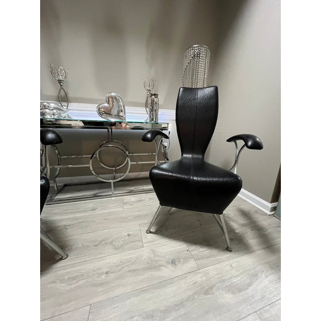 1980s Set of Mid-Century Authenic Italian Ostrich Chairs For Sale - Image 4 of 13