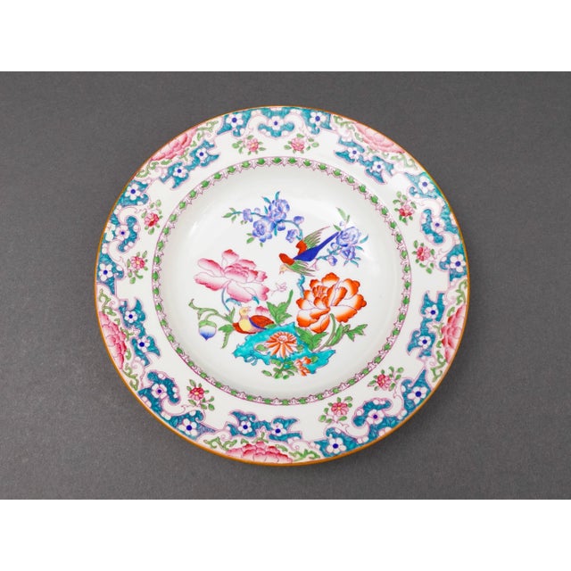Mid 20th Century Minton England for Tiffany & Co. B894 Floral Bird Rimmed Soup Bowls- Set of 7 For Sale In Miami - Image 6 of 9