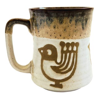 Mid Century Pottery Bird Mug For Sale