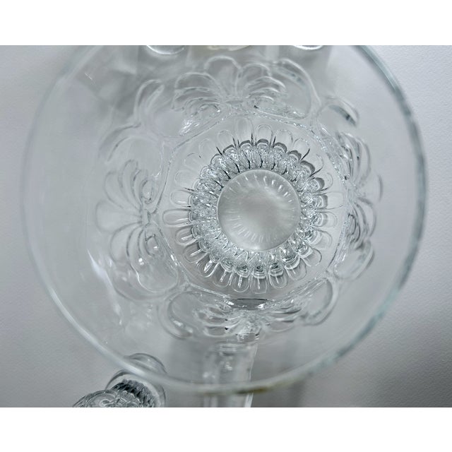 Vintage Pilgrim Glass "Adams" Clear Set of 8 Pedestal Glasses + Pitcher For Sale - Image 15 of 18