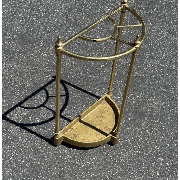 Hollywood Regency Share Vintage Brass and Iron Umbrella Stand For Sale - Image 3 of 13