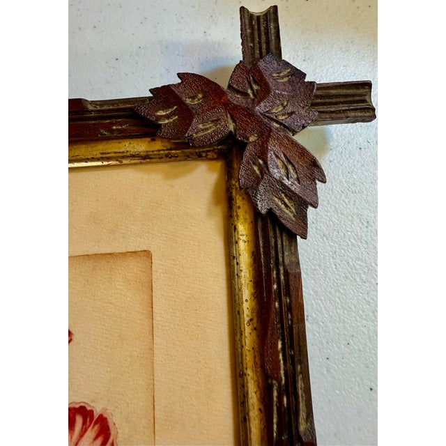 Mid 19th Century Lyman Byxbe “Columbine” and “Wild Rose” Prints in Criss Cross Corner Frames - Set of 2 For Sale - Image 6 of 12
