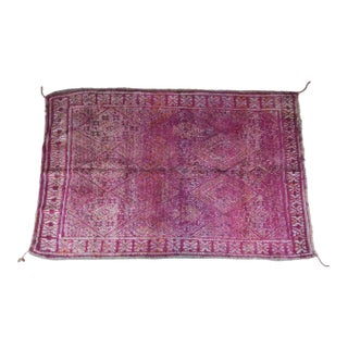 1980’s Moroccan Geometric Purple Wool Rug - 11 X 7.22 Ft For Sale