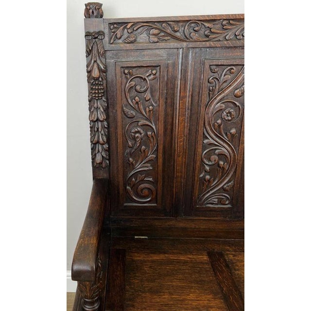 French Style Monks Bench in Oak For Sale - Image 9 of 16