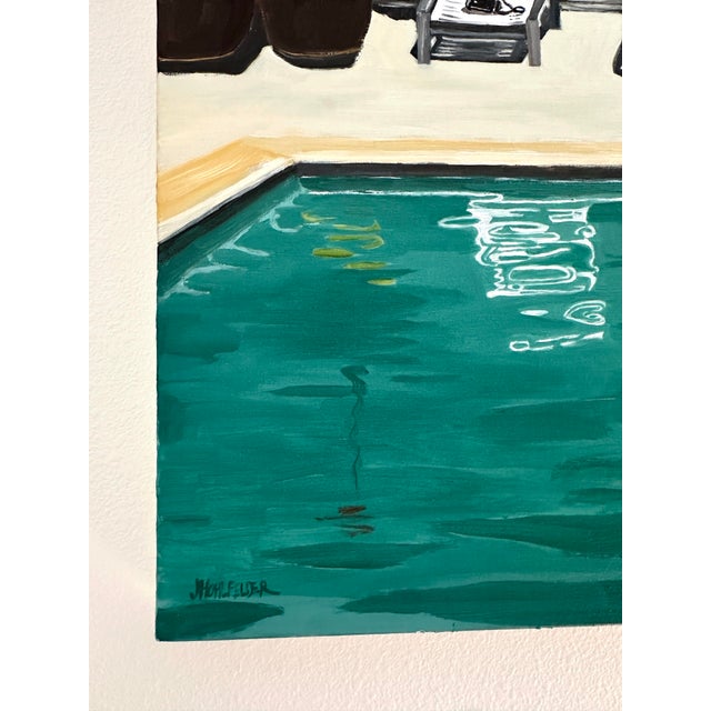Turquoise "At the Pool" Modern Oil Painting, by Jennifer Hohlfelder For Sale - Image 8 of 8