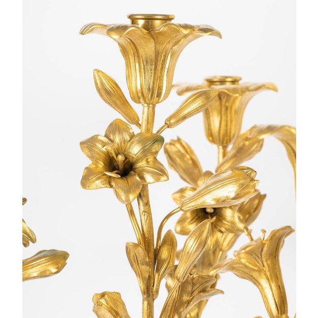 Metal Chinese Style Porcelain and Gilt Bronze Candelabras, 19th Century, Set of 2 For Sale - Image 7 of 9