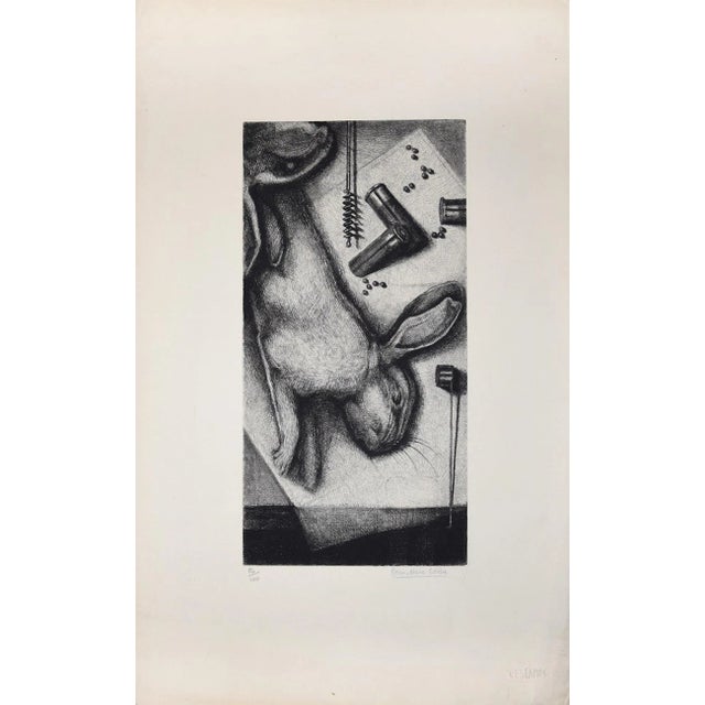 Still Life with Rabbit - Original Etching by J.-M. Estébe - Second Half of 1900 For Sale