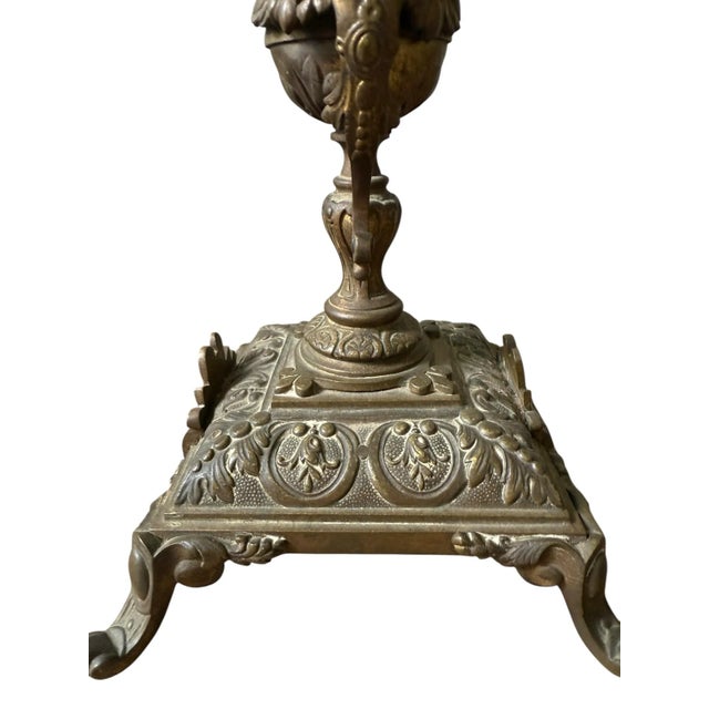 Rococo 1940s Brass Candelabra Pair With Five Arm Design in Rococo Style For Sale - Image 3 of 12