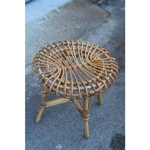 Italian Bamboo Stool, 1950s For Sale - Image 3 of 8