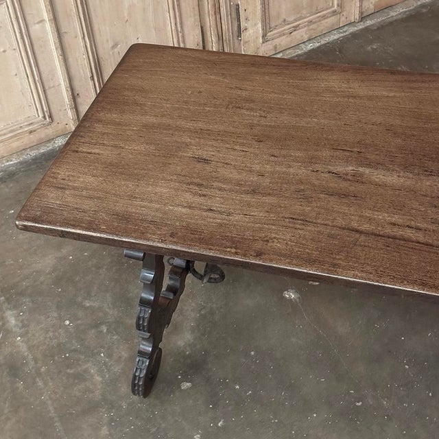 19th Century Spanish Walnut Dining Table With Wrought Iron For Sale - Image 17 of 18