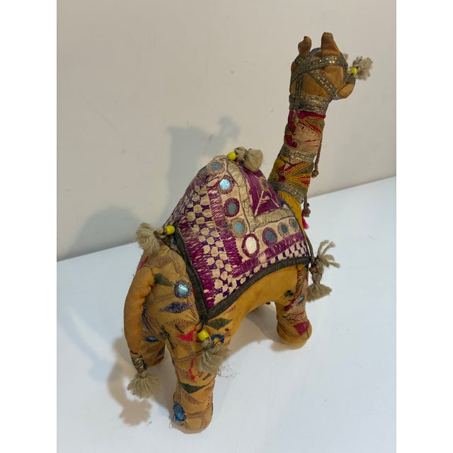 Mid-Century Indian Folk Art Elephant & Camel Pair | Handmade Shisha Embroidery | Rajasthan Textile Sculptures For Sale - Image 12 of 12