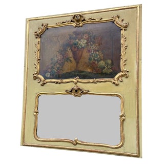 Louis XV French Painted and Gilded Trumeau Mirror For Sale