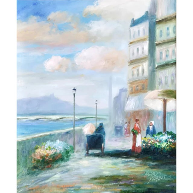French 1960s Howard Kimble Oil Painting of French Flower Market For Sale - Image 3 of 12