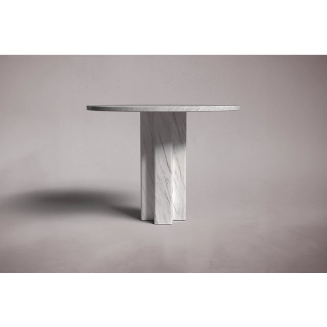 Postmodern Arti Italian Carrara Marble Round Dining Table 40" For Sale - Image 3 of 5