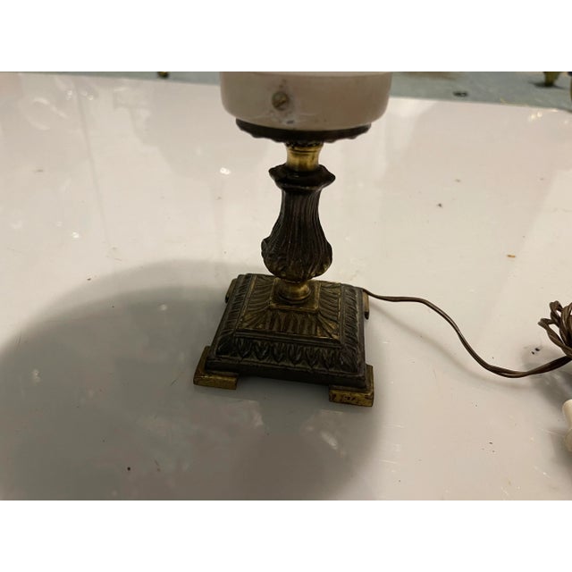 Opaline Glass Dice Shaped Table Lamps Opaline Glass Shade Bronze base Features 1 light Requires E14 light bulbs Height 30...