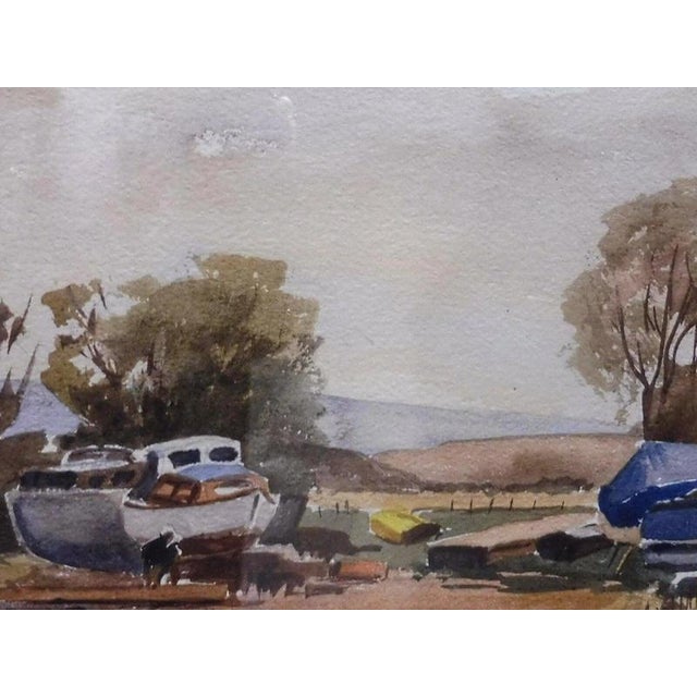 Ronald Birch, the Boat Yard at Low Tide, 1973, Watercolour Painting For Sale - Image 13 of 14