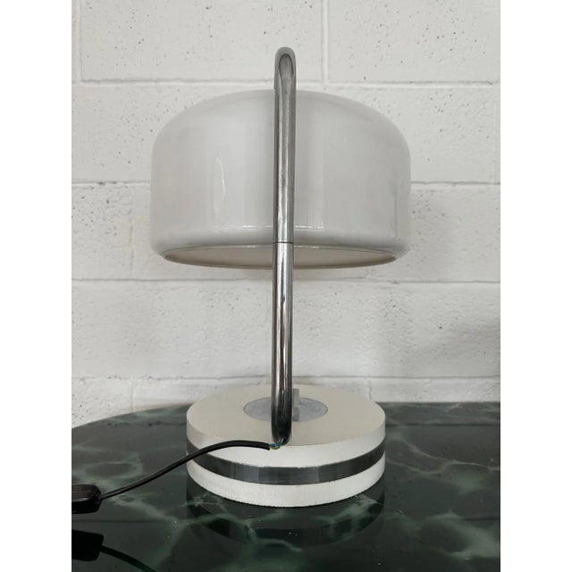 Table Lamp in Steel and Plastic with Travertine Marble Base, 1970s For Sale - Image 3 of 6