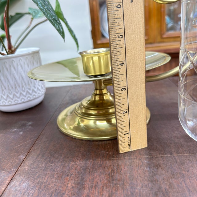 Large Balwin Brass Candle Holder W/ Hurricane Glass For Sale - Image 14 of 18