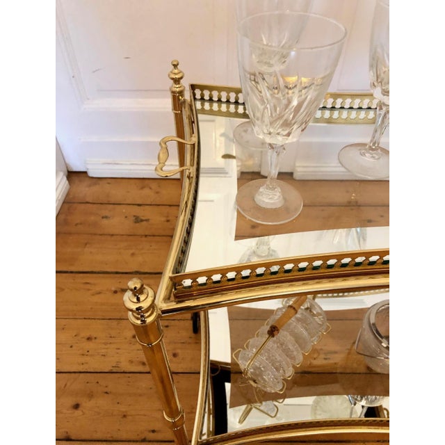 Hollywood Regency Bar Cart in Brass, 1950s For Sale - Image 3 of 8