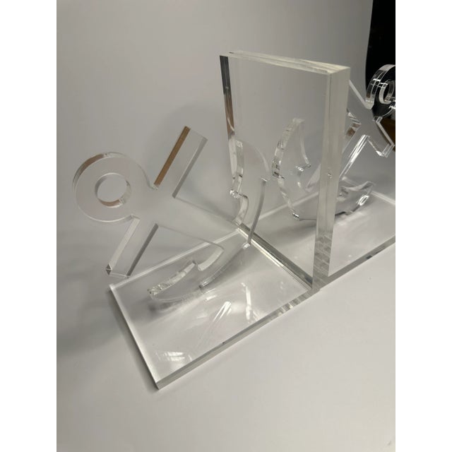 Plastic Coastal Nautical Acrylic Anchor Book Ends, a Pair For Sale - Image 7 of 10