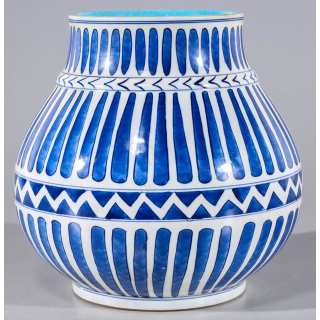 Late 20th Century Late 20th-C. Chinese Export Blue and White Pottery Vessels / Vases - Pair For Sale - Image 5 of 6