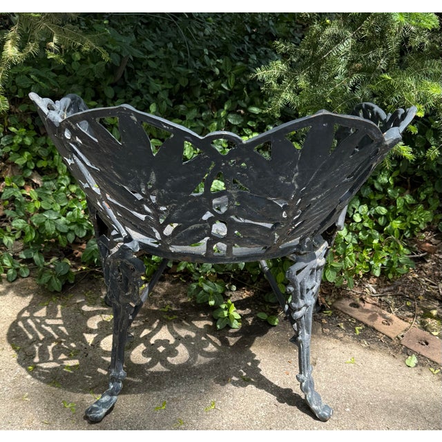 Late 19th Century Cast Iron Laurel Griffin Garden Chair Bench For Sale In Chicago - Image 6 of 12